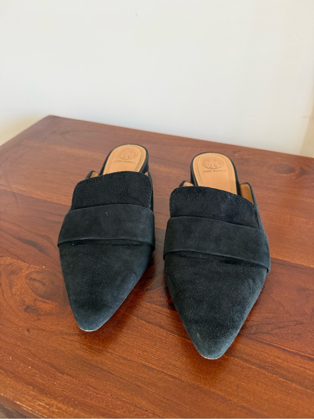 Tory Burch Black Suede Pointed-Toe Mules Size 7.5